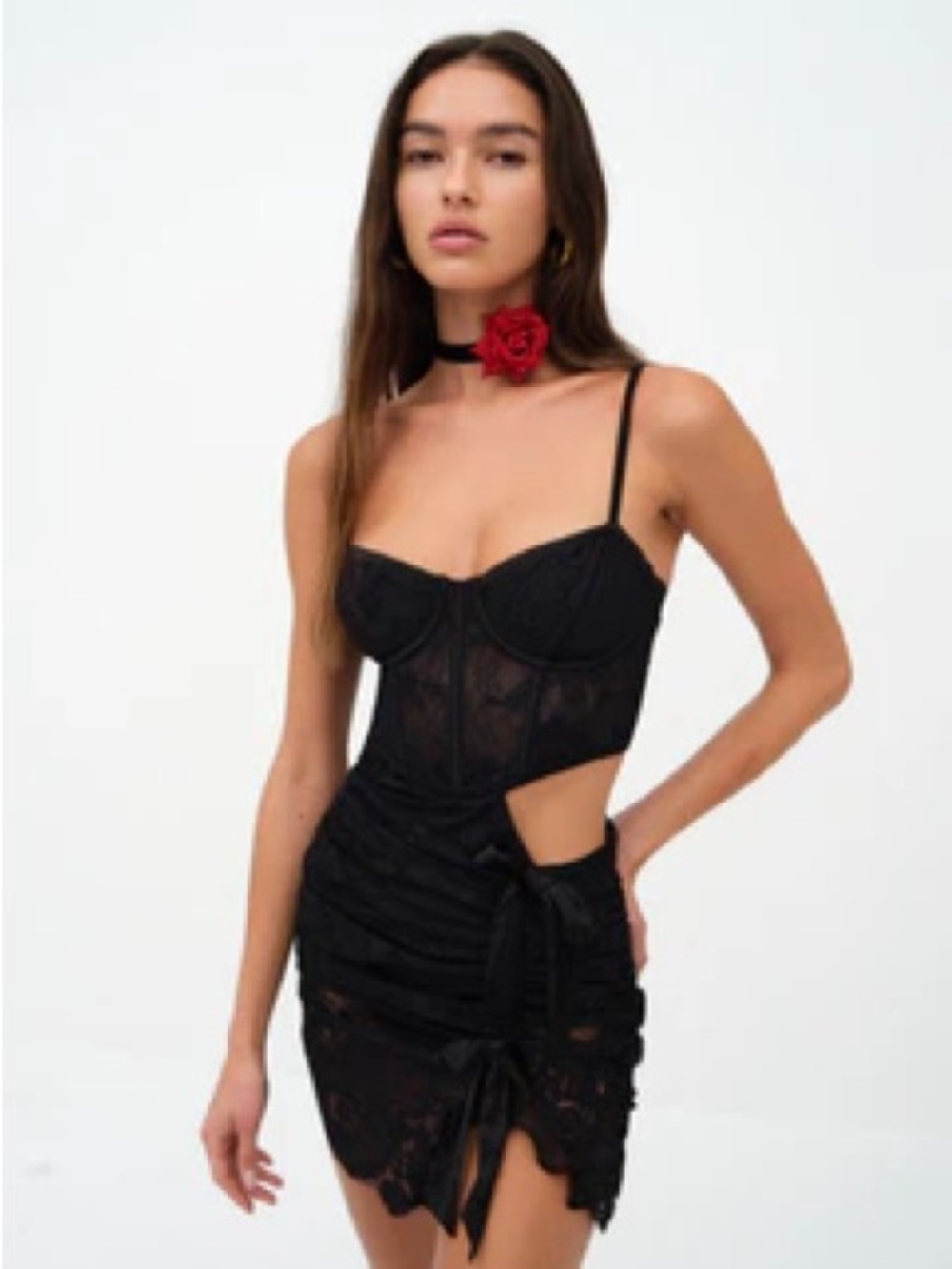Regina Black Lace Cut-Out mini Dress